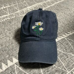 Navy Blue Flower Hat - Women’s Fit